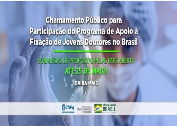 Lançado chamamento para Programa de Apoio à Fixação de Jovens Doutores no Brasil